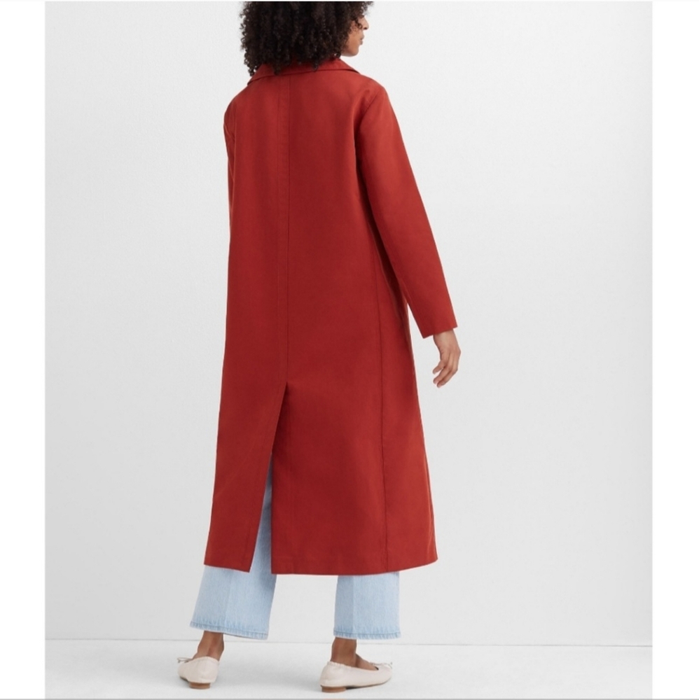 Club Monaco Ohdette Long Trench Coat Jacket Brick Red Sz L - Picture 8 of 13